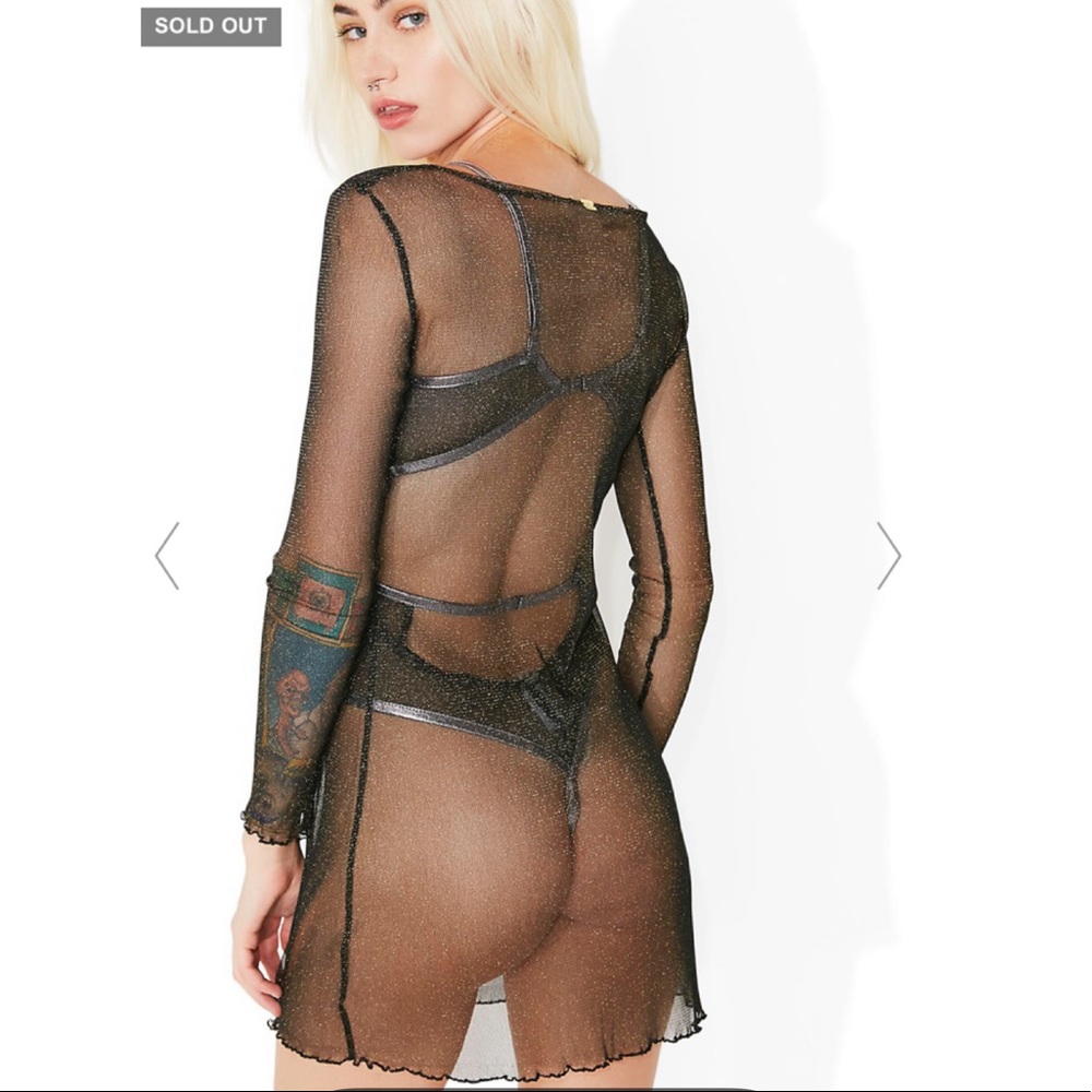 For Love & Lemons Sparkle Mesh Coverup Nightgown - Picture 1 of 2